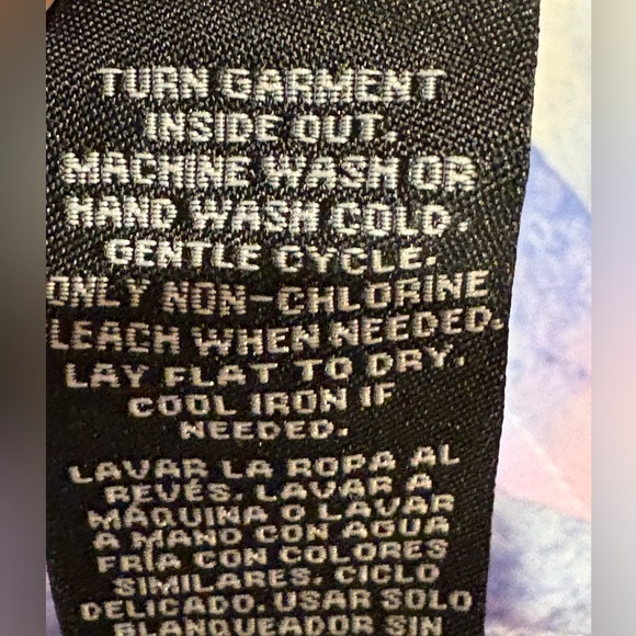 Zac & Rachel Sz M Flounce Sleeves Top Blouse Blue Pink Crinkle Rayon Blend NWT - Picture 11 of 11